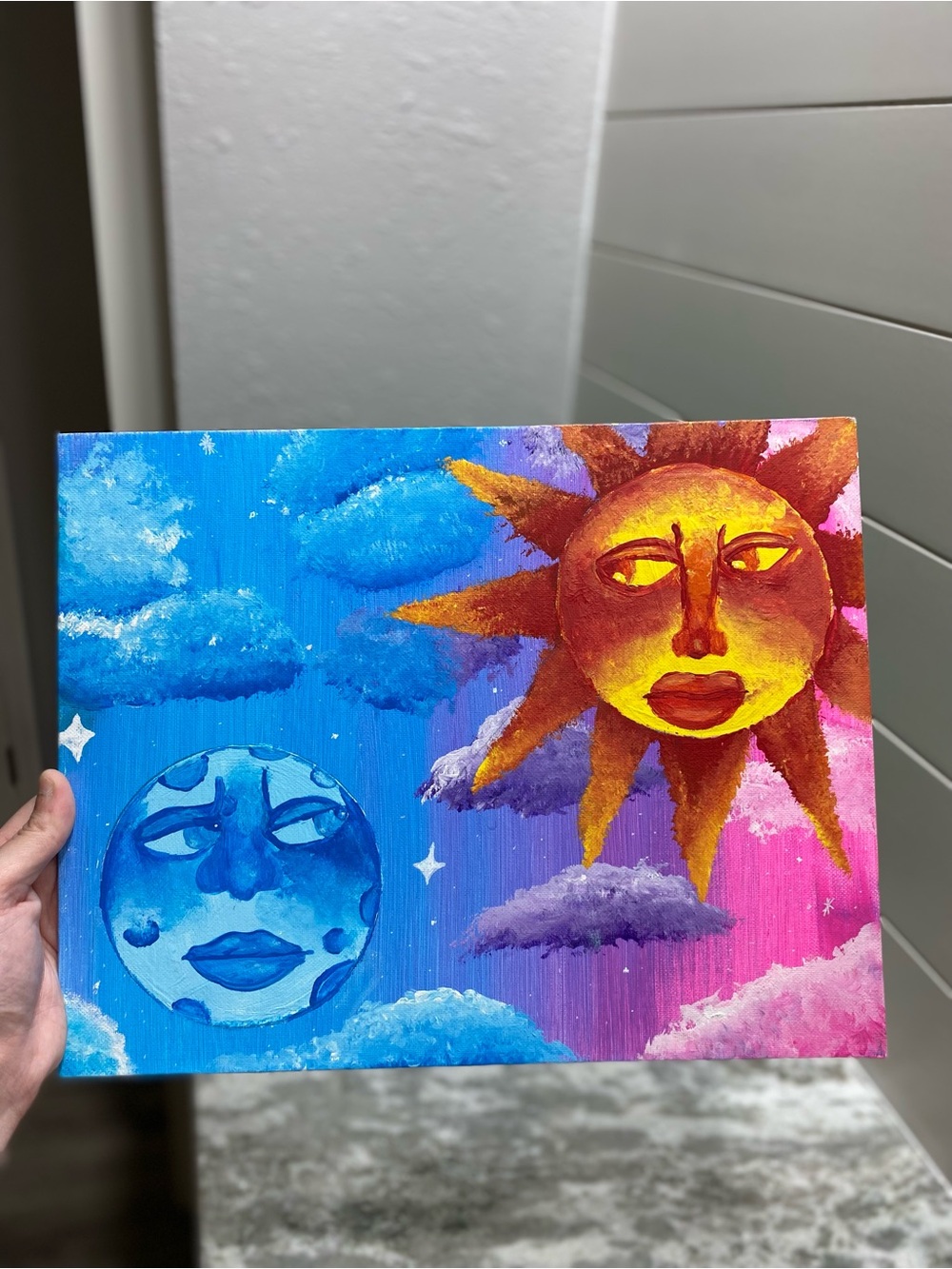 Vibrant Sun and Moon Canvas Board Art - Picture 2 of 5